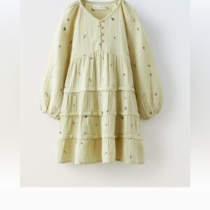 Zara Kids Sage Green Button Detail Dress
